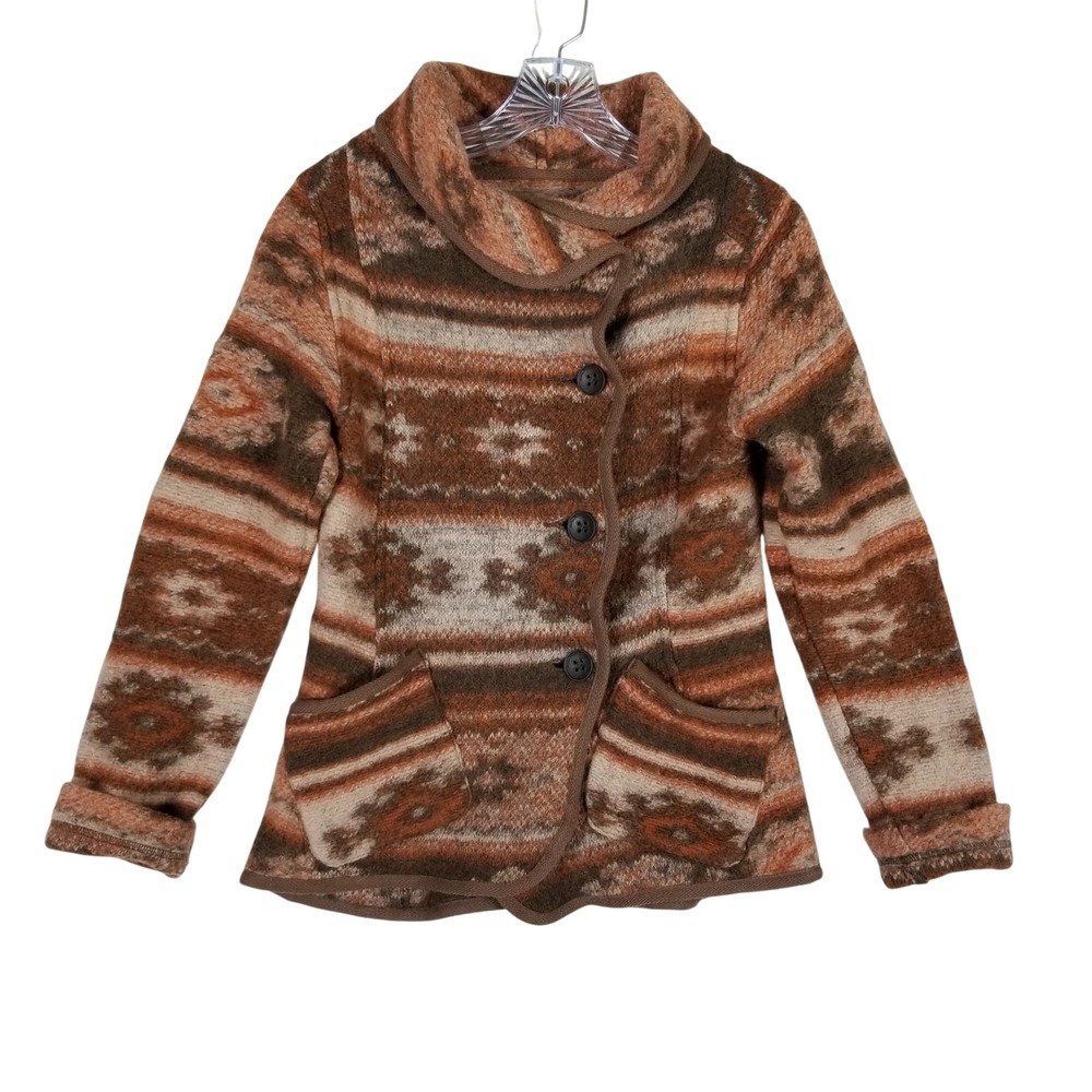 Royal Robbins Jacket Womens Small Brown Orange Wool Southwestern Aztec Boho